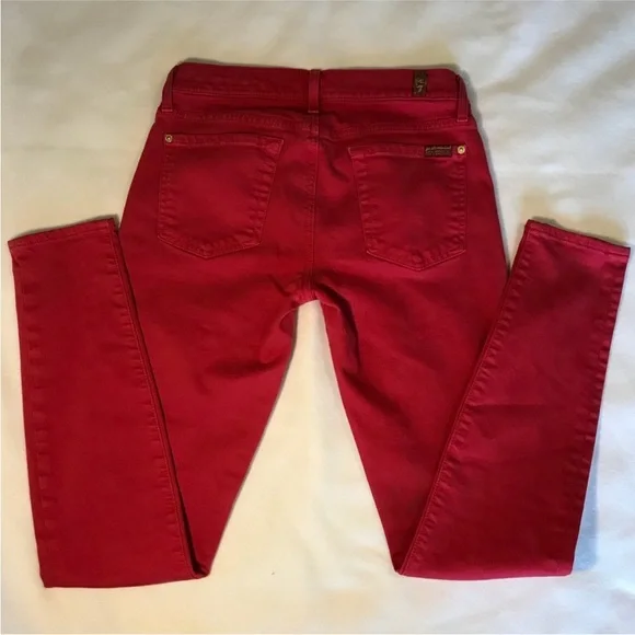 7 For All Mankind Red Skinny Jeans - Picture 3 of 7